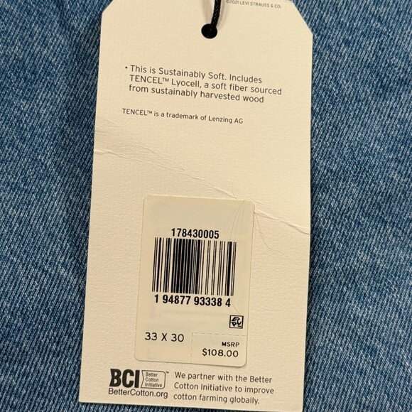 Levis Premium Big E Premium Jeans 33 x 30 Womens Blue NWT Loose Straight Denim - Picture 5 of 16